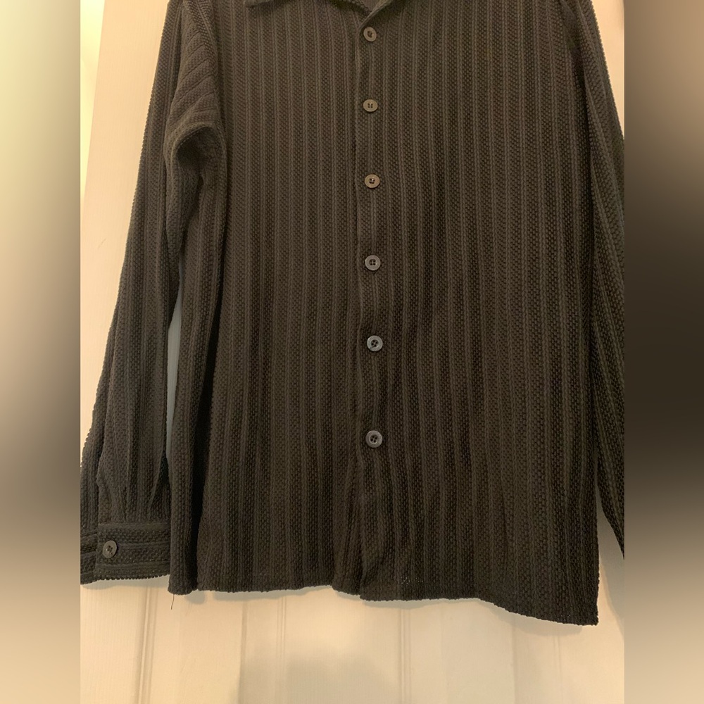 Positano Charles Lapson Men's XL Vintage Black Mesh Net Button Up Shirt Disco - Picture 5 of 11